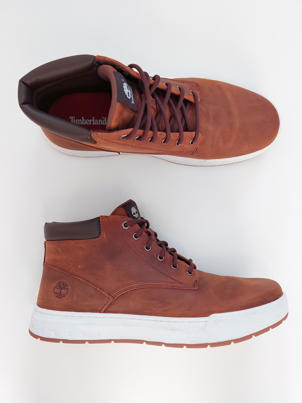 Timberland Men's 10.5 Maple Grove Leather Chukka High-Top Sneakers Boots Brown